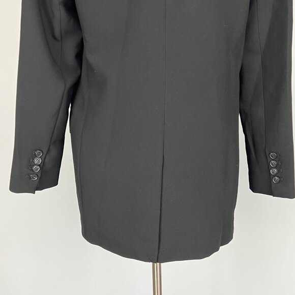 T Tahari Womens Single Button Peak Lapel Blazer Black Flap Pockets size 12 - Picture 11 of 16